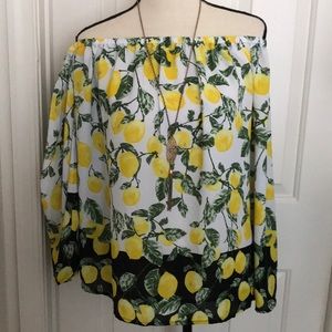 Inc Lemon off the shoulder w sleeves